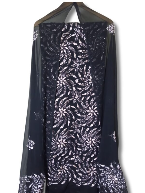 Black Crinkle Chiffon Gota Work Unstitched 2-Piece Suit