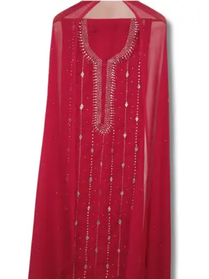 Ruby Crinkle Chiffon Mukesh Work Suit