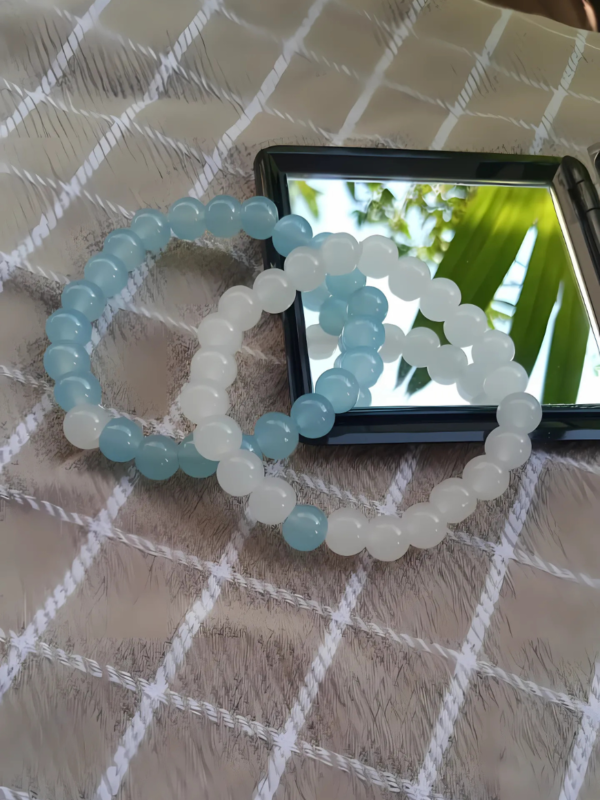 Iceblue and White Duo Friendship Bracelet Set