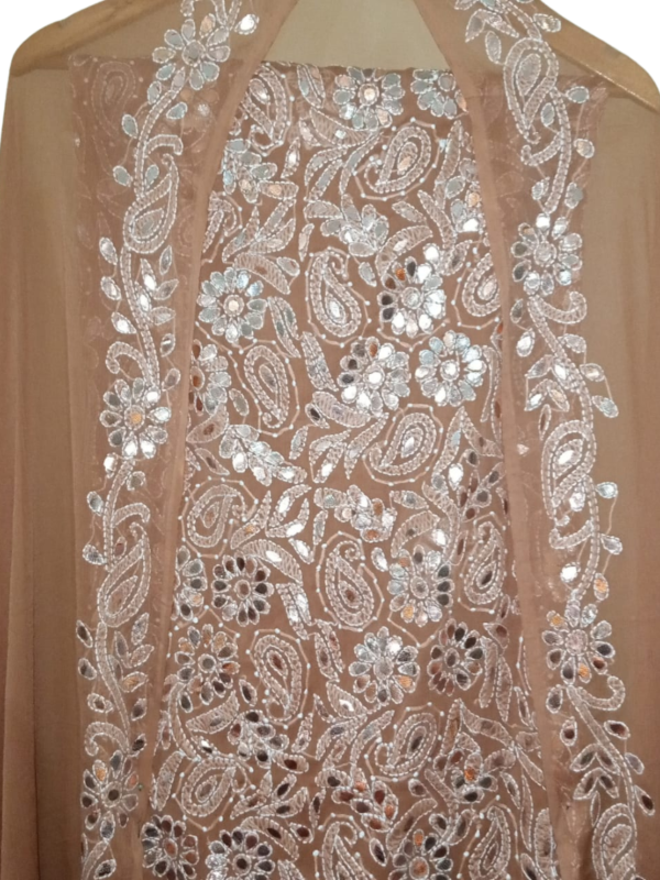 Light Brown Press Gota with Shadow Work Unstitched 2pc Suit