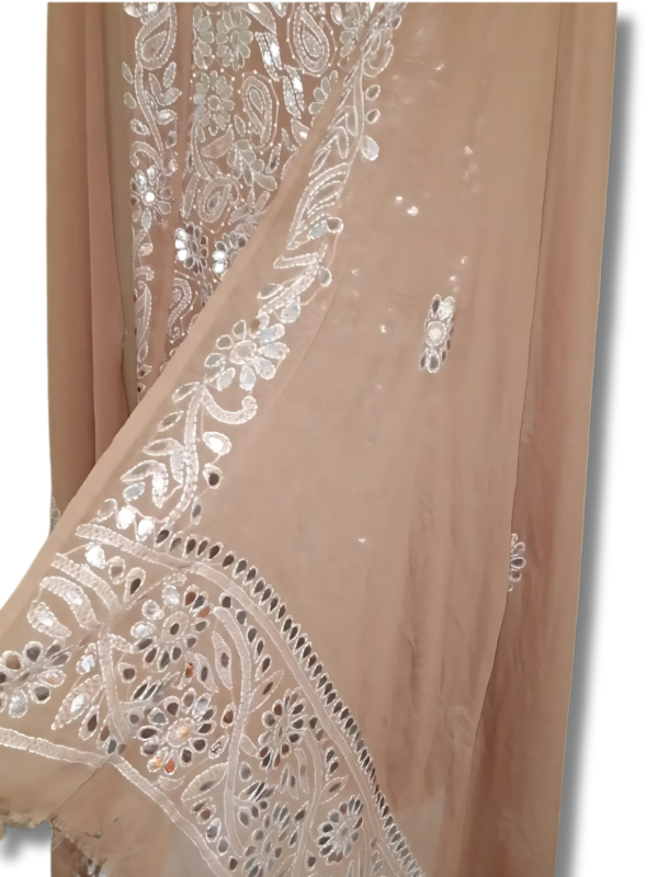 Light Brown Press Gota with Shadow Work Unstitched 2pc Suit