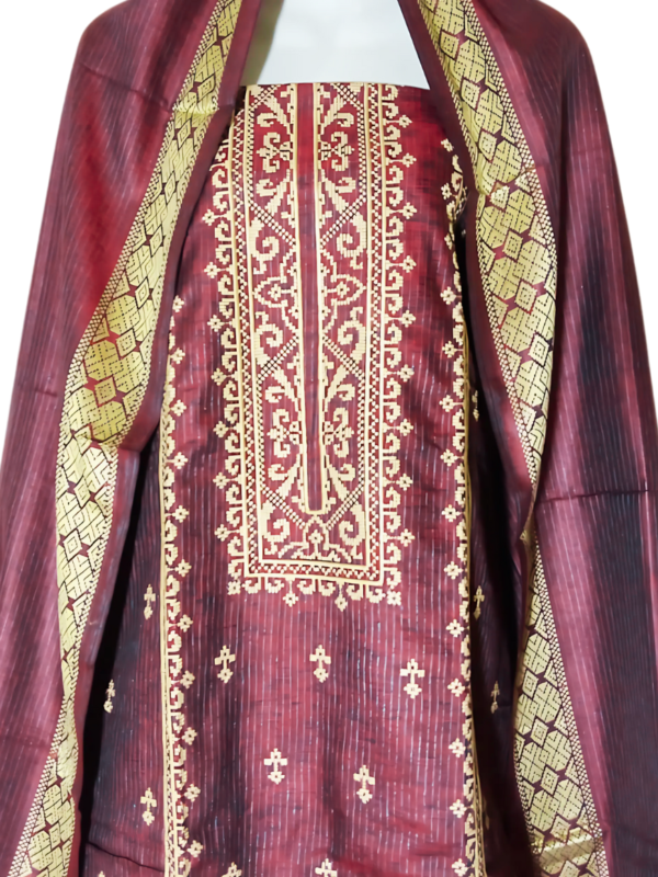 Maroon Susi Embroidered Unstitched 3-Piece Suit