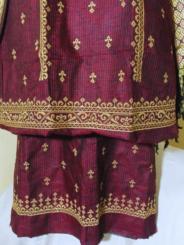 Maroon Susi Embroidered Unstitched 3-Piece Suit