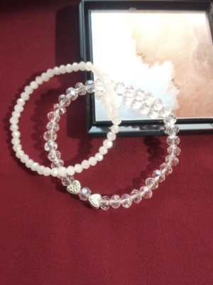 Pink Small and Big Crystal Beads Set of 2