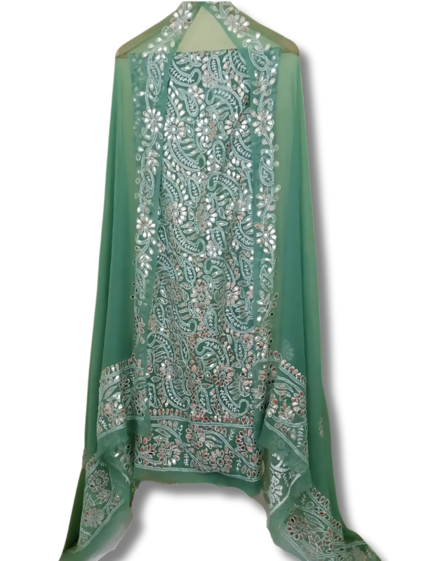 Pistachio Press Gota with Shadow Work Unstitched 2pc Suit