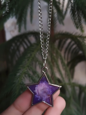 Purple Resin Metal Star Necklace
