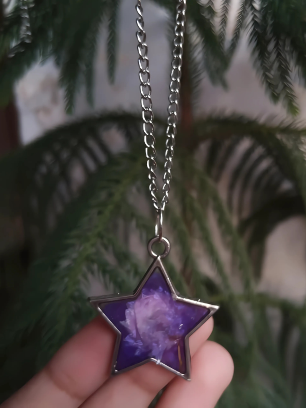 Purple Resin Metal Star Necklace