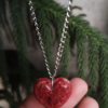 Resin Glitter Red Heart Necklace