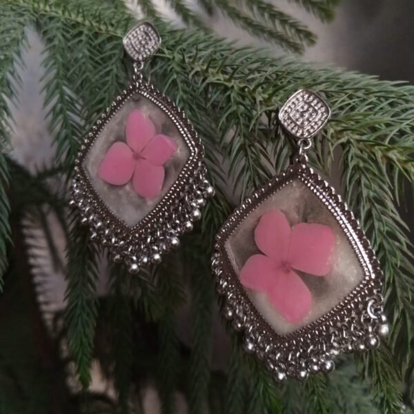 Resin Pink Floral Jhumkas