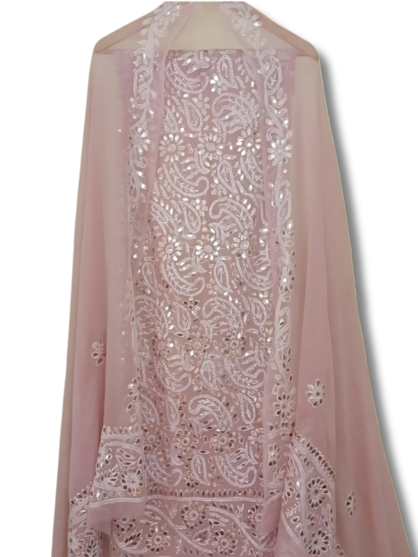 Tea Pink Press Gota with Shadow Work Unstitched 2pc Suit
