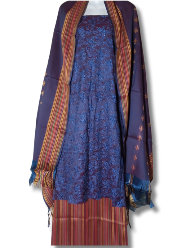 Bluish Susi Embroidered Two Tone Unstitched 3Pc Suit