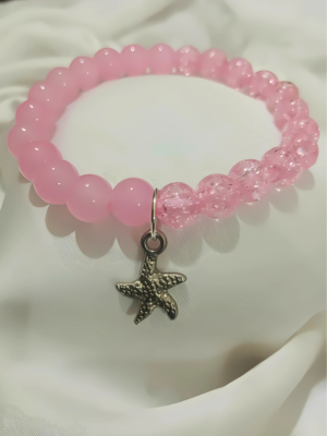 Light Pink Bracelet with Silver Star Charm