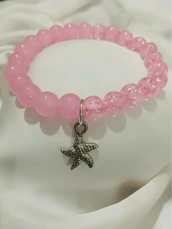 Light Pink Bracelet with Silver Star Charm