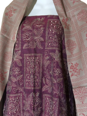 Maroon Susi Casual Unstitched 3Pc Suit