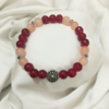 Maroon and Peach Bracelet with Silver Beads