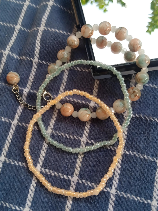 Peach and Iceblue Bracelet Set of 3