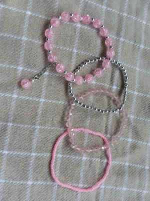Pink Crackle Beads Bracelet Set of 4