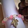 Pink Crackle Beads and Translucent White Bracelet