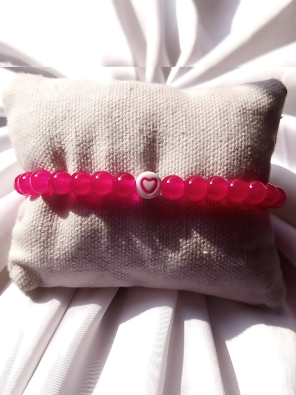 Dark Pink Bracelet With Pink Heart