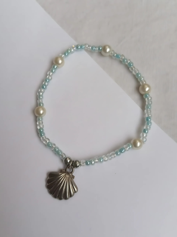 Iceblue and White Clam Shell Charm