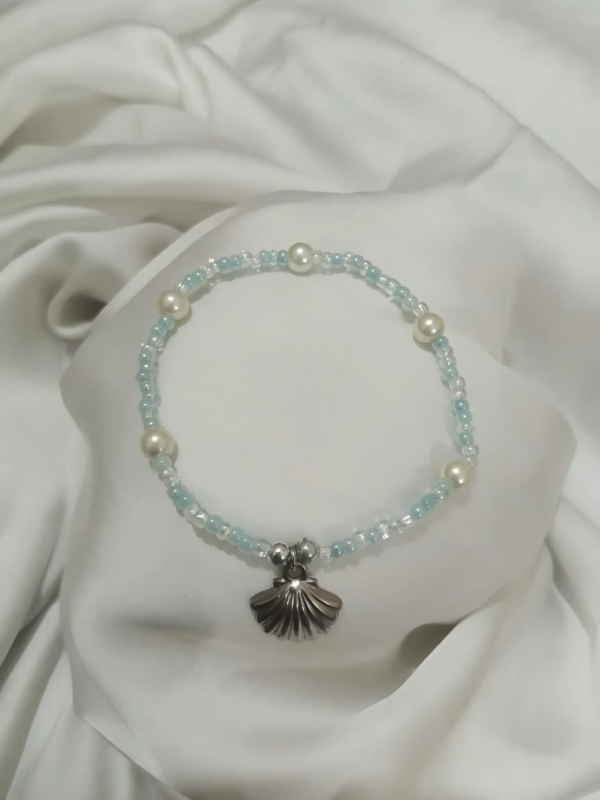 Iceblue and White Clam Shell Charm