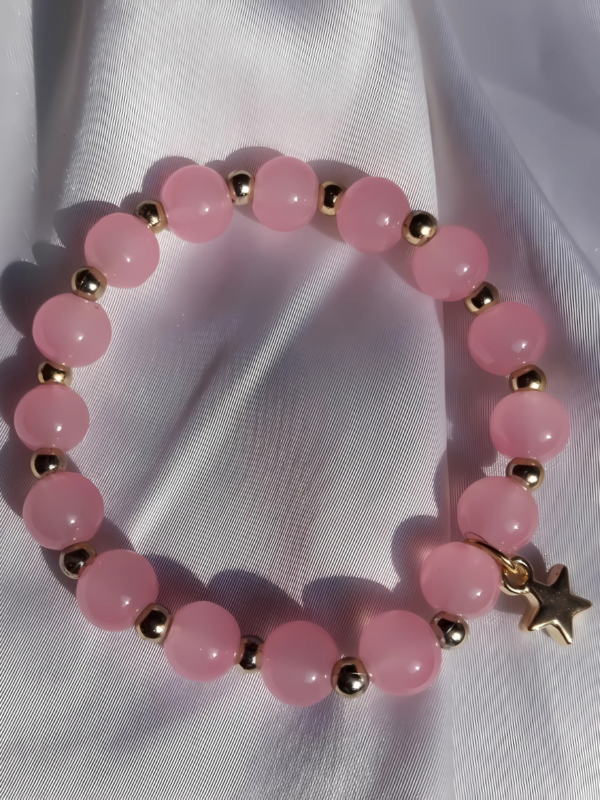 Light Pink and Golden Bracelet with Star Charm