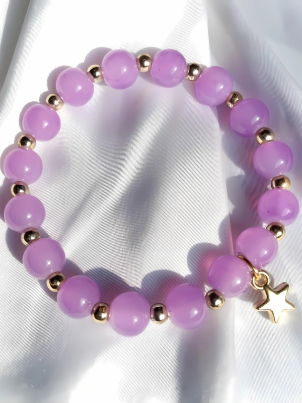 Light Purple and Golden Bracelet with Star Charm