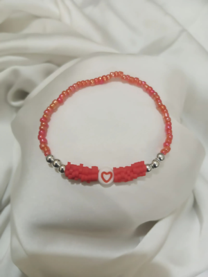 Red Bracelet with Heart Bead