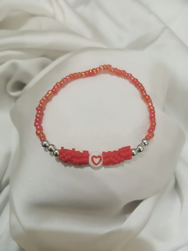 Red Bracelet with Heart Bead