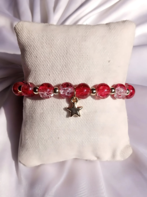 Red, Transparent and Golden Bracelet with Star Charm
