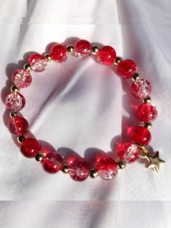 Red, Transparent and Golden Bracelet with Star Charm