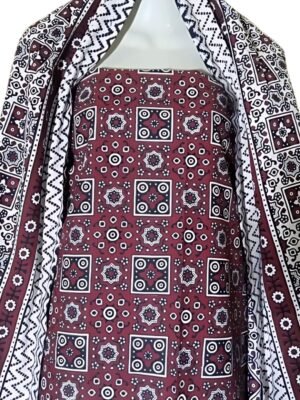 Classic Maroon Ajrak Suit 3-PC (3)