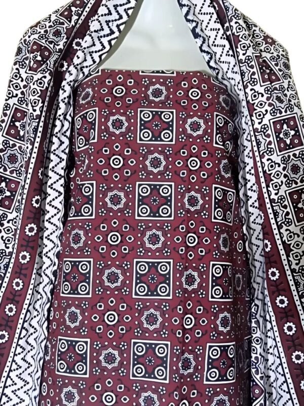 Classic Maroon Ajrak Suit 3-PC (3)