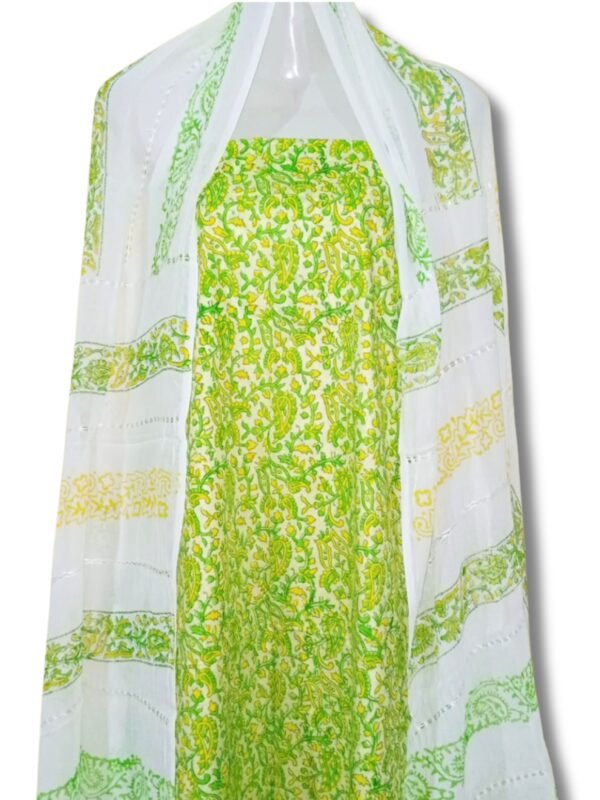 Light Green Block Print Suit