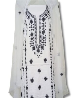 Noir Grace – White & Black Embroidered
