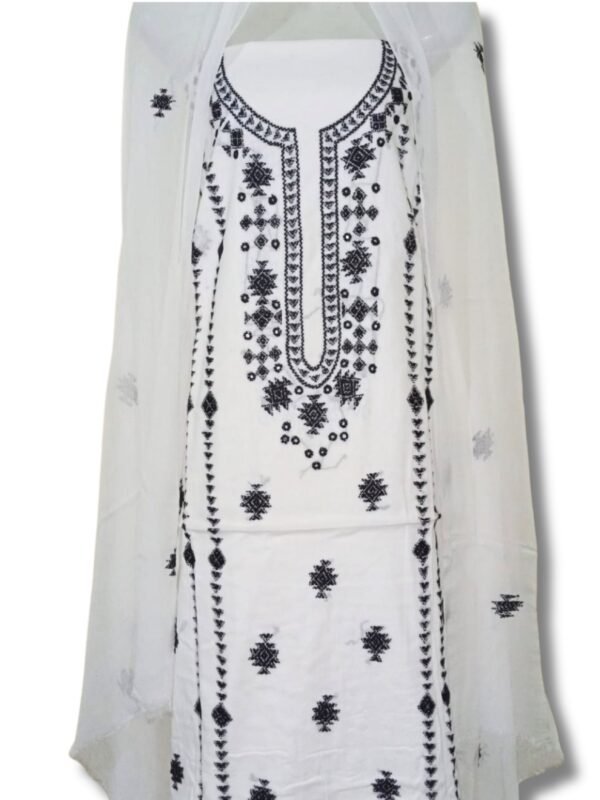 Noir Grace – White & Black Embroidered