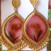 Resin Red Jhumkas with Yellow Flower
