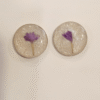 Resin Silver Studs with Purple Flower