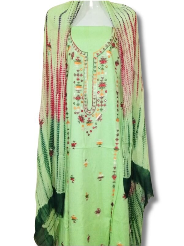 Spring Echo – Light Green Embroidered