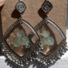 Resin Jhumkas with Cyan Flower
