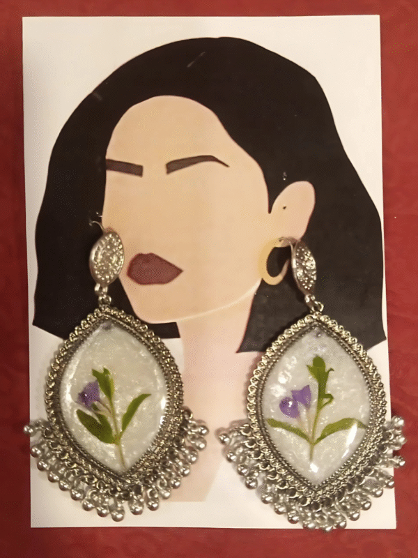 Resin Jhumkas with Purple Flower